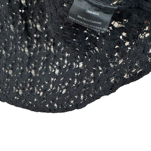 Eileen Fisher Small Wool Cardigan Sweater Crop Black Sheer Crochet Lace Womens - Picture 9 of 12